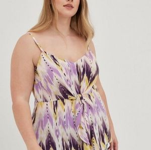 Torrid Peplum Georgette Tie-Front Cami, Ikat Purple & Yellow, 2X
